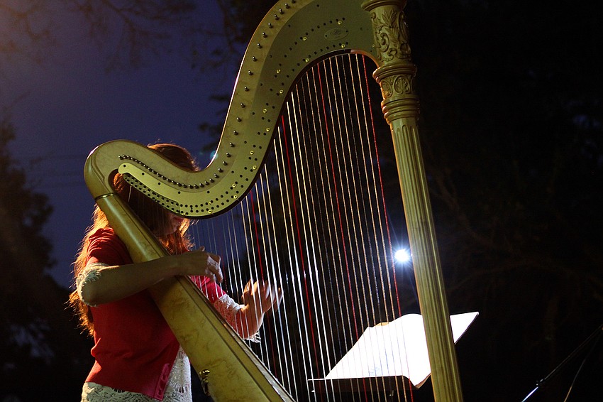 Cheryl Losey, principal harpist of the Sarasota Orchestra, performed Friday, Jan. 6, for 