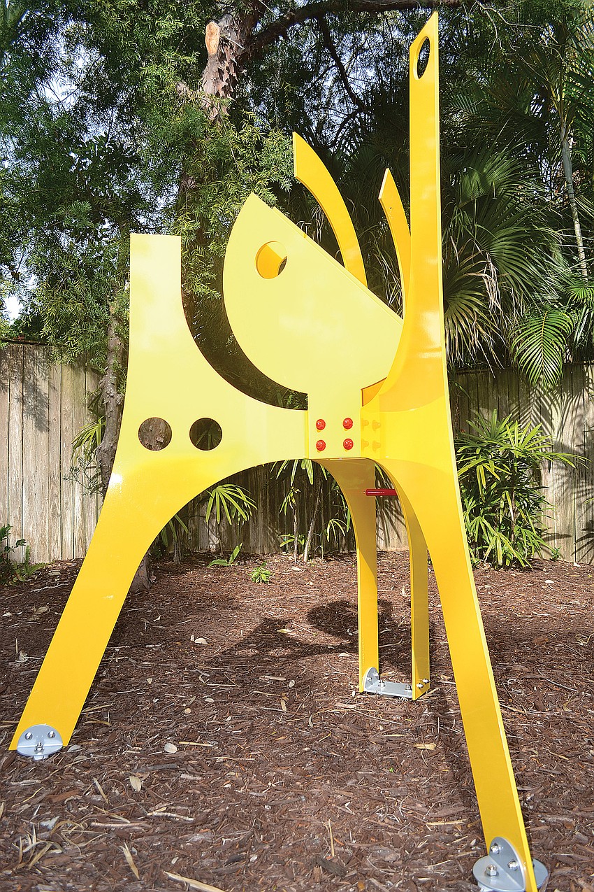 Rees says this Jorge Blanco sculpture, â€œSolar Dreams,â€ is like his child. He and his wife, Felice Schulaner, held a baby shower and wine-and-cheese reception the day it arrived and then went to dinner.