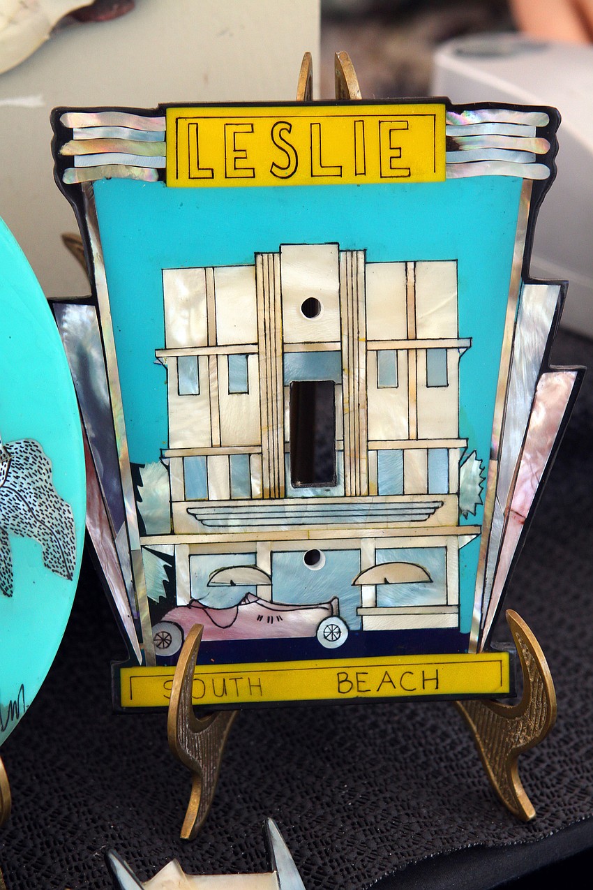 A funky light switch plate made by Sandee Weolek of Designs in Nature was for sale at the downtown art festival.