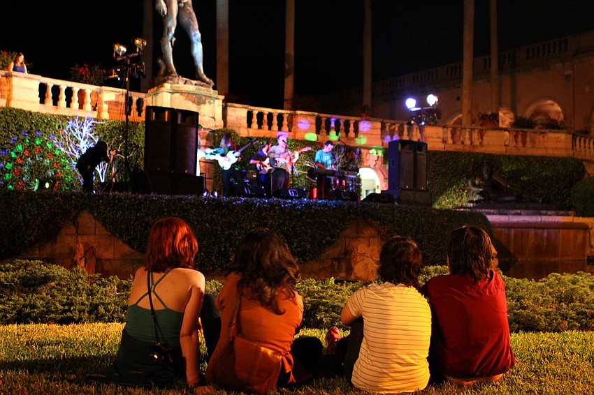 A group of girls watch Physical Plant perform Thursday, Feb. 2, during Ringling Underground.