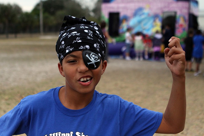 Dylan VonBender, 10, dressed as a pirate.