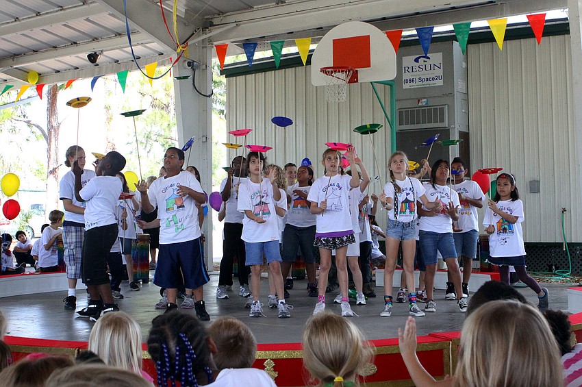 Students show off their plate spinning skills, Friday, May 9.