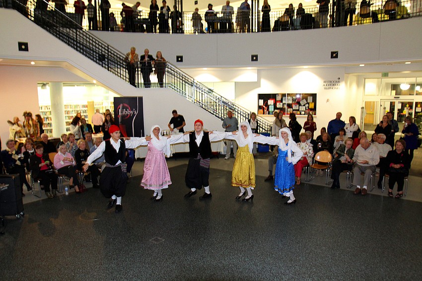 The Hellenic dancers from St. Barbara's Church performed, Friday, Jan. 13, at the Selby Public Library's Looking Into the Crystal Ball event.
