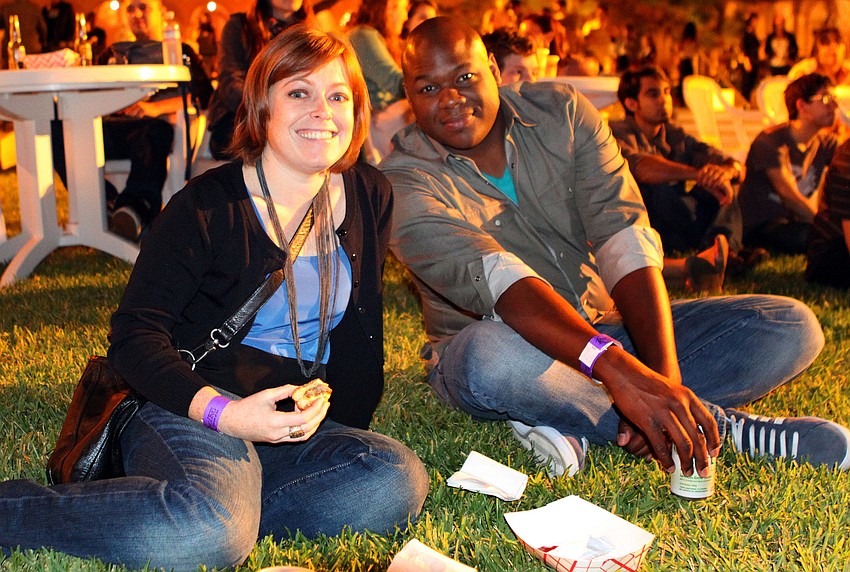 Sarah Kunkel and Stephen McFadden enjoy some food and have fun listening to the bands, Thursday, Feb. 2, at Ringling Underground.