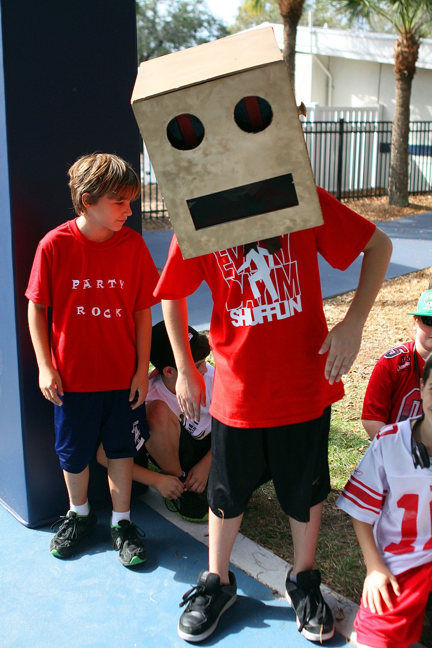 Ryan Ives, 10, dressed as a robot for the Jump Rope for Heart event, Friday, Feb. 10 at Out-of-Door Academy.