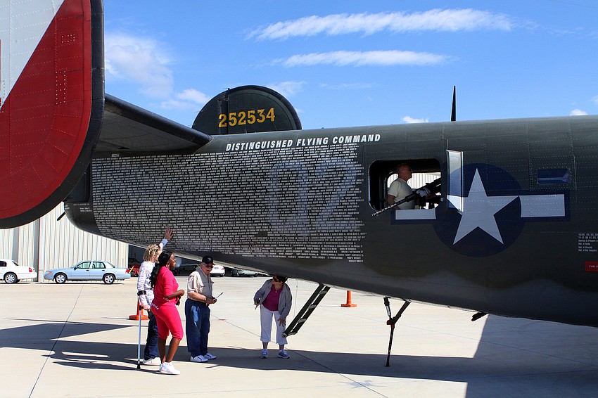 People get on board â€œWitchcraftâ€ the Consolidated B-24J Liberator, Monday, Feb. 13, at the Rectrix.