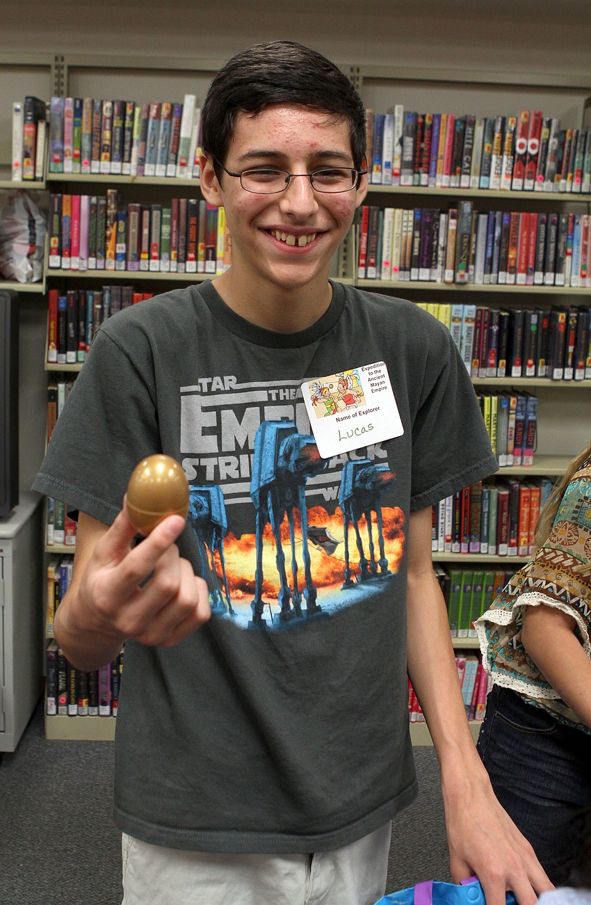 Lucas Novy, 13, was the finder of the golden egg for the older group.