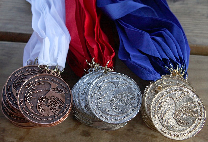 The medals for first, second and third.
