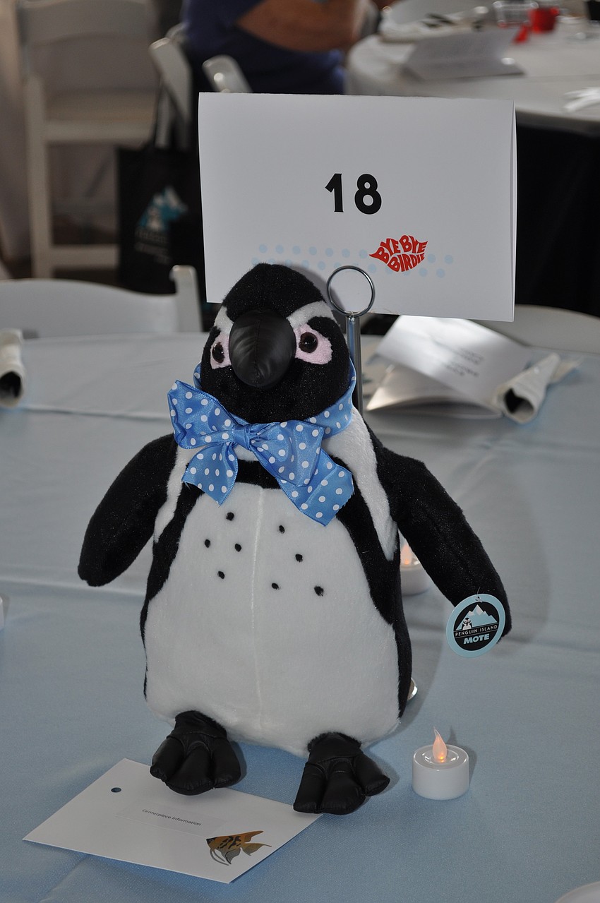 Tables were decorated with penguin centerpieces.