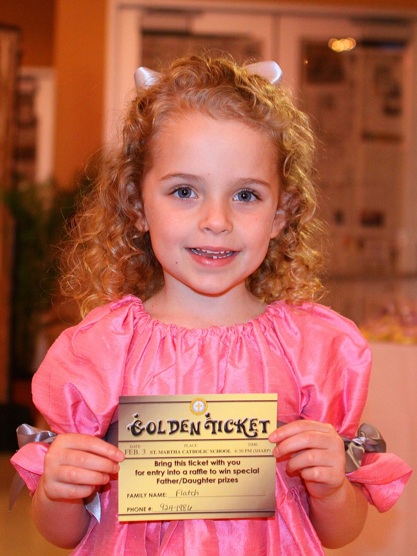 Kennedy Flatch, 5, with her Golden Ticket.