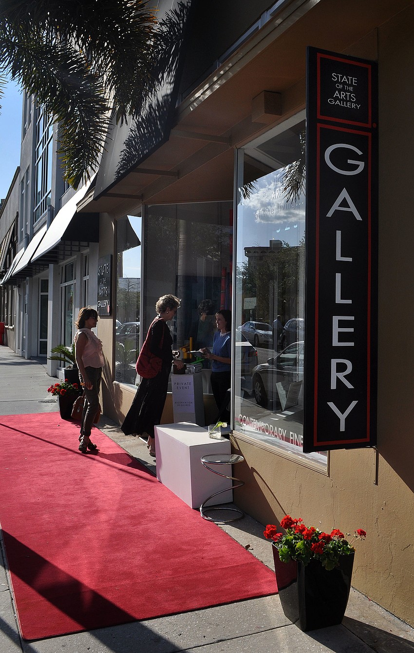 There was a red carpet for people to walk on outside into the State of the Arts Gallery for the 10x10 event, Thursday, March 15.