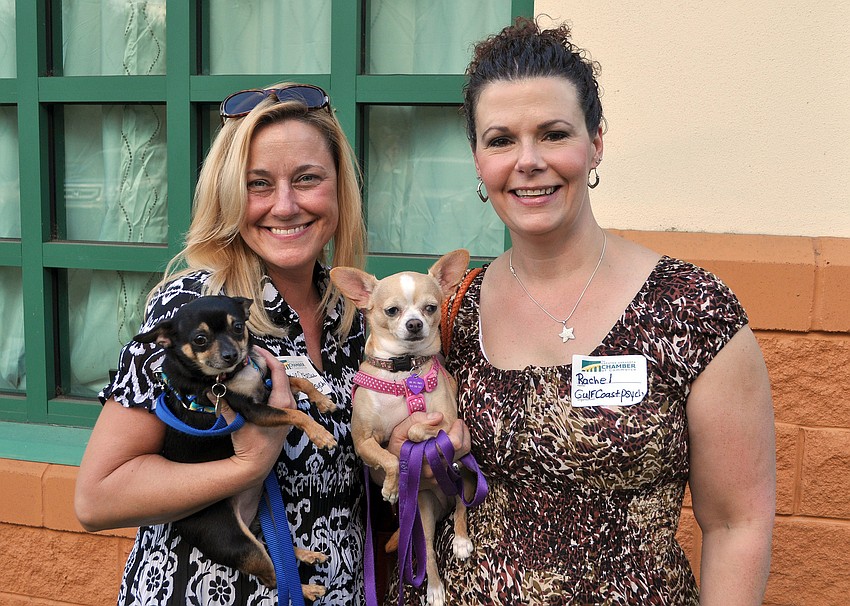 Debbie Octeau with Scooter and Rachel Thorpe with Bella. Scooter and Bella are both therapy dogs at Gulf Coast Psychotherapy.