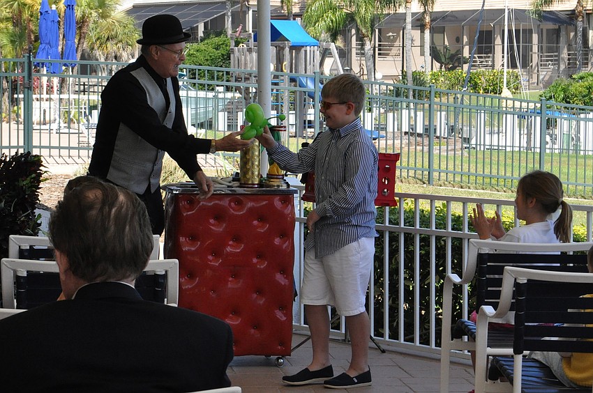 Stevie Dee gives Marcus Ruffell an inflatable dog