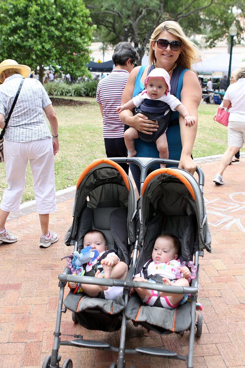 Desiree Garati with her triplets Zalea, Zoria and Zenna, 6 mos.