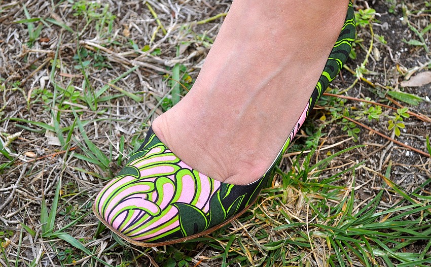Sandra Lindqvist's shoes almost blended in with the grass.