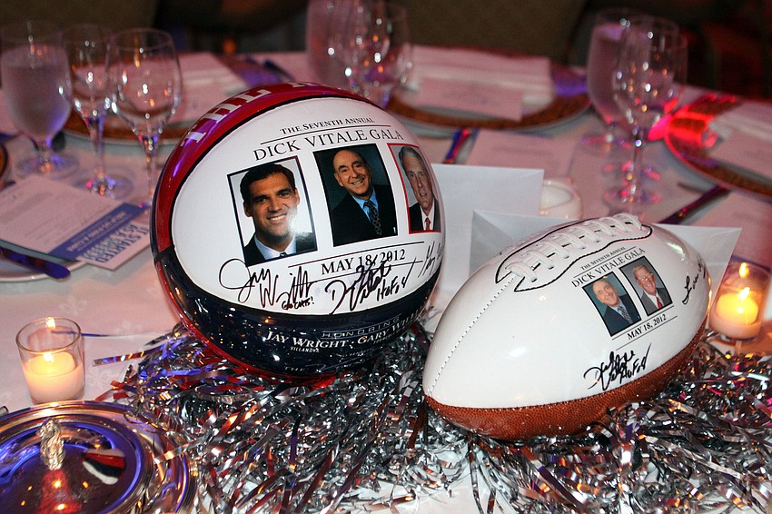 There were Rock basketballs and footballs featuring Dick Vitale and the honorees on each table.