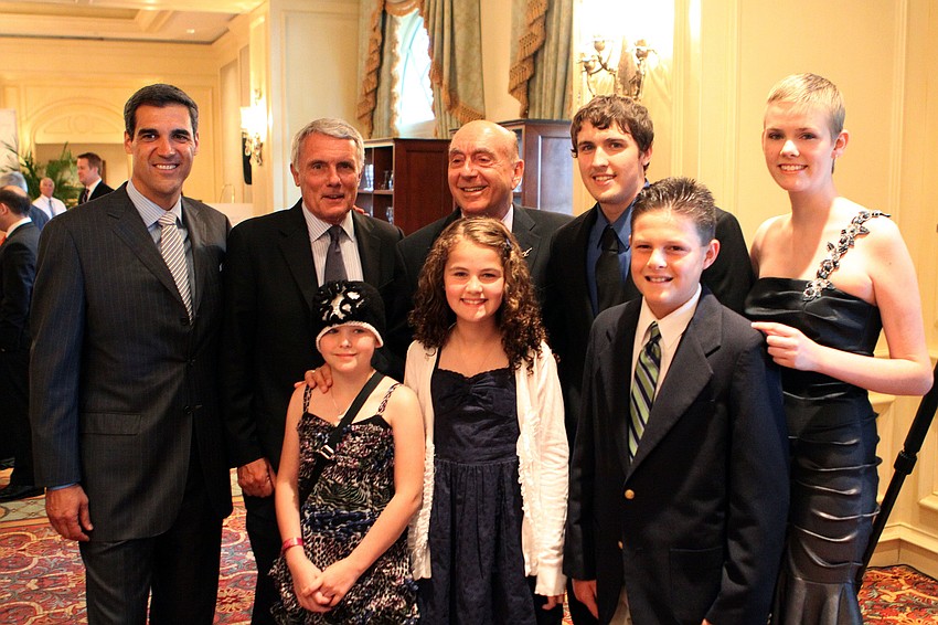 Jay Wright, Gary Williams, Dick Vitale, Jacob Raleigh, Ashley Krueger, in front,