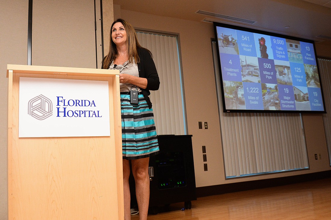 Mayor Milissa Holland has given 22 presentations since November 2016. "I love interacting with our residents. ... It helps me way way more than I think it could help them," she said. Photo by Paige Wilson