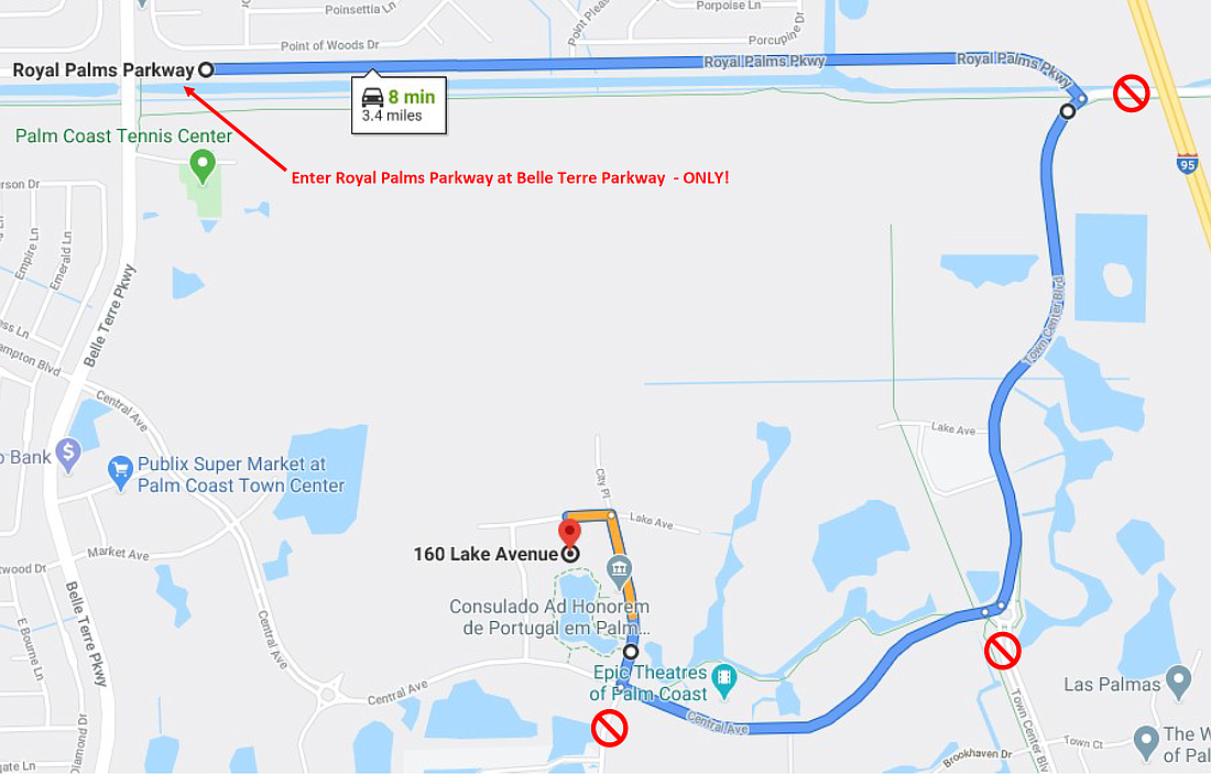 The traffic pattern for the City Hall location. Image courtesy of the city of Palm Coast