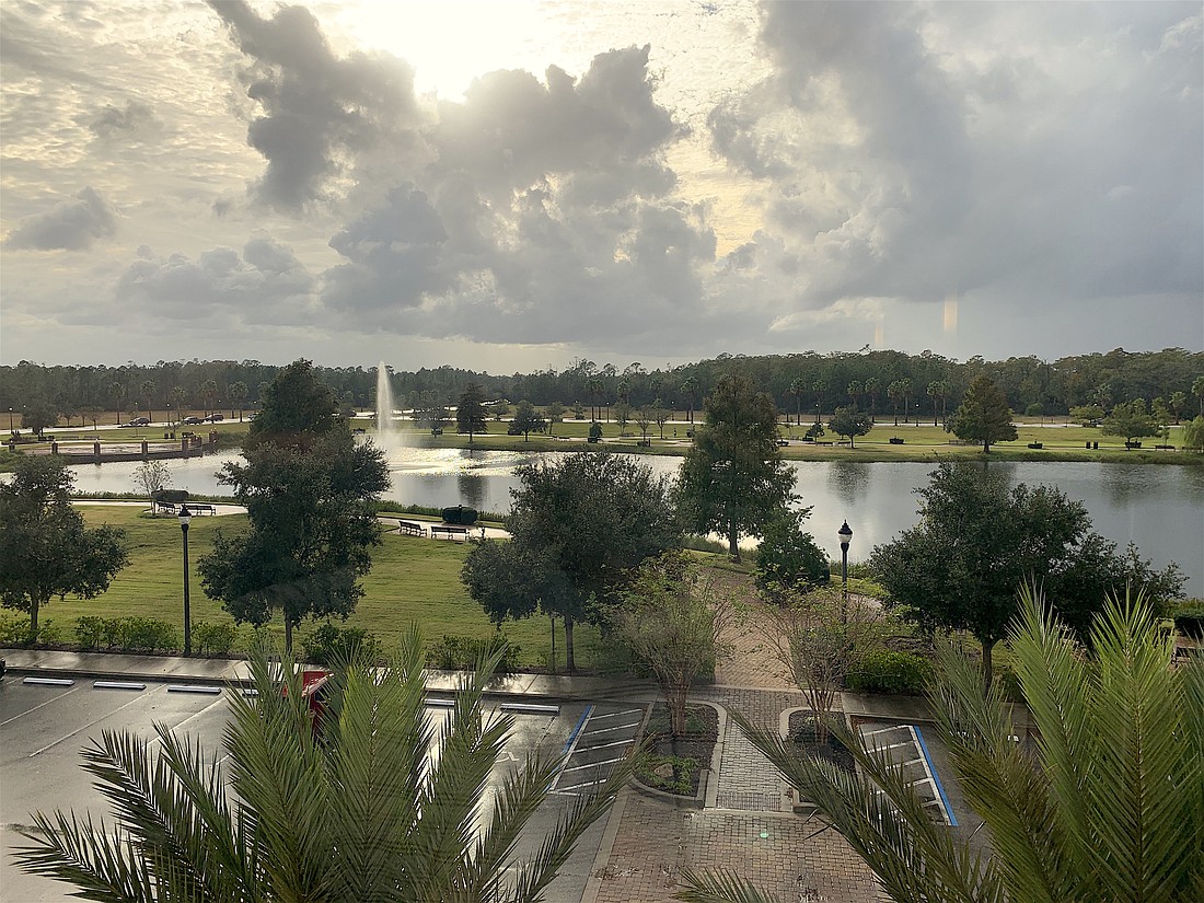 A view of the lake at Central Park, in front Palm Coast City Hall. Photo by Brian McMillan
