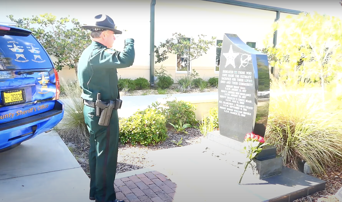Sheriff Rick Staly at the FCSO Memorial Monument. Image courtesy of the FCSO