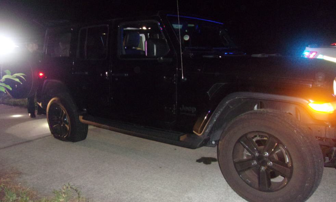 Deputies used stop sticks to puncture the Jeep's tires. Photo courtesy of the FCSO