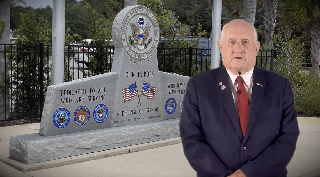 County Commission Chairman David Sullivan speaks during the county's virtual Memorial Day ceremony. Image courtesy of Flagler County