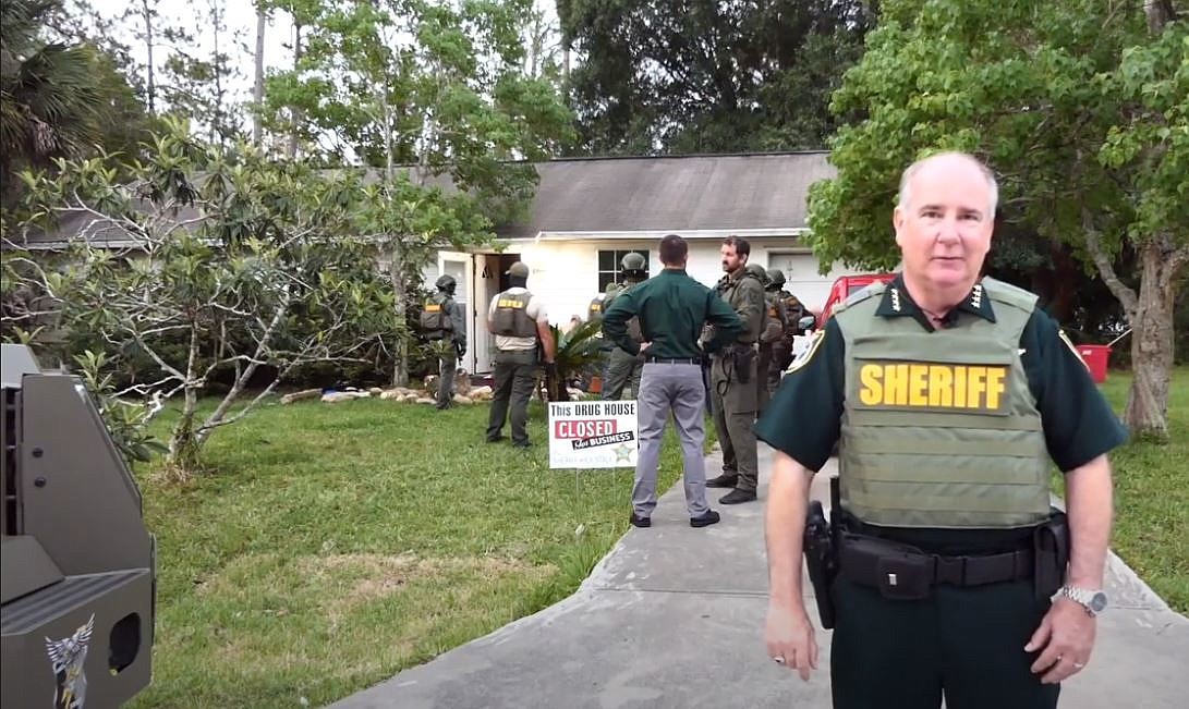 Sheriff Rick Staly outside the house on Raemoor Drive. Photo courtesy of the FCSO