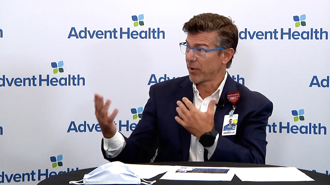 Dr. Peter Schoch, chief medical officer of Integrated Health Services for AdventHealth's Central Florida Division. Courtesy of the livestream by Life at AdventHealth Central Florida