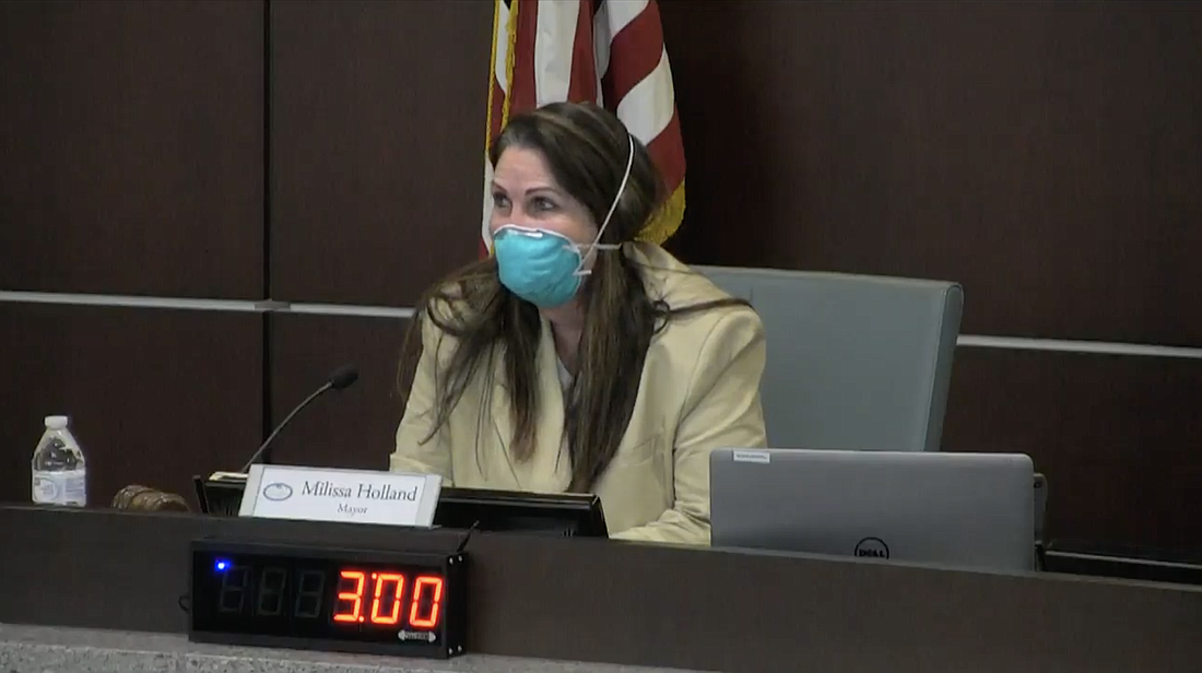 Mayor Milissa Holland during a City Council meeting. Image from meeting livestream