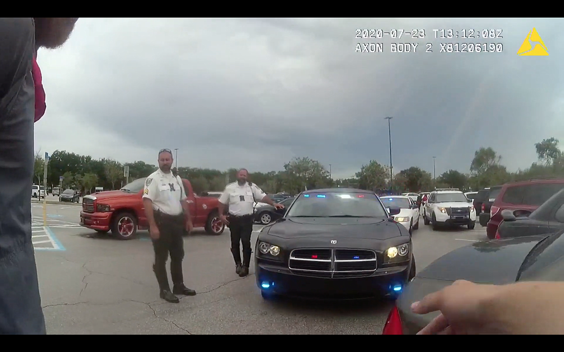 Image from body cam footage during the arrest