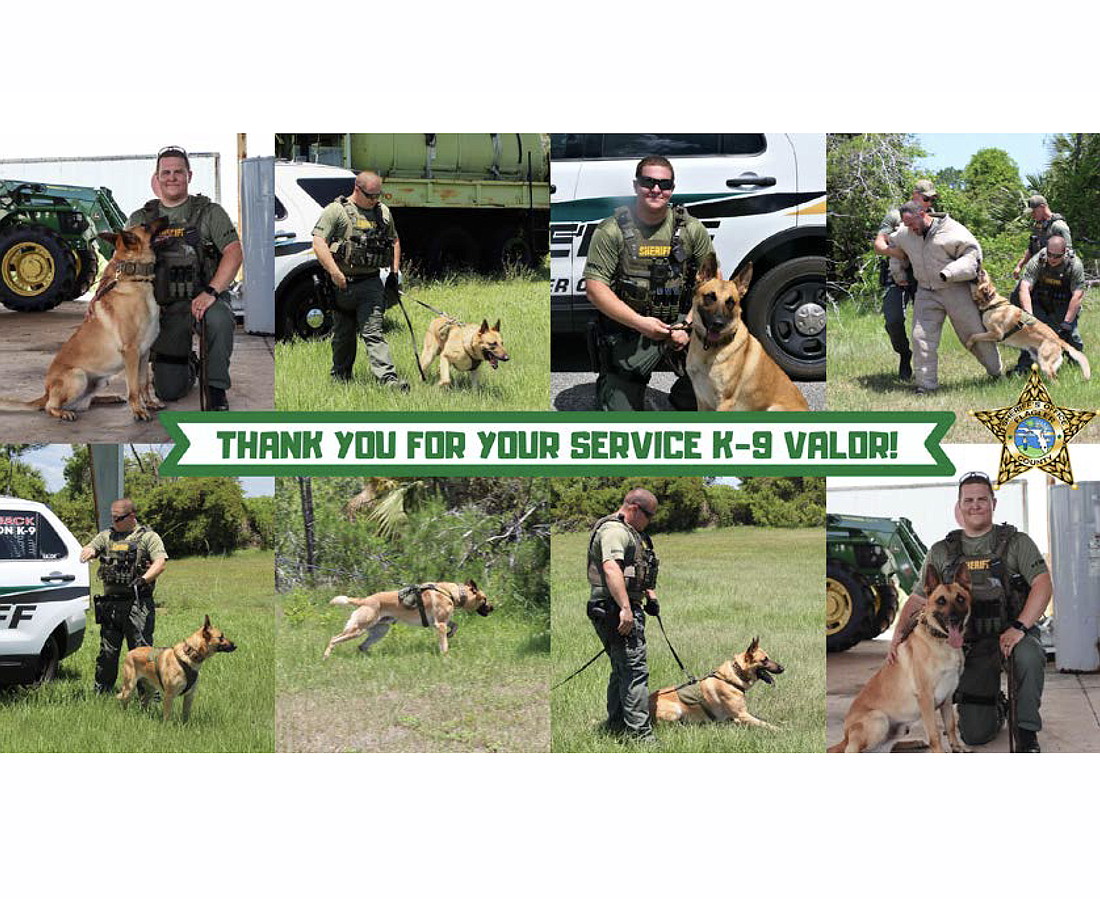 K-9 Valor and his handler, Deputy First-Class Gib Smith. Image courtesy of the FCSO