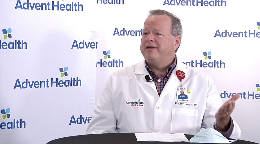 Dr. Tim Hendrix, medical director of AdventHealth Centra Care. Courtesy of Life at AdventHealth Central Florida livestream