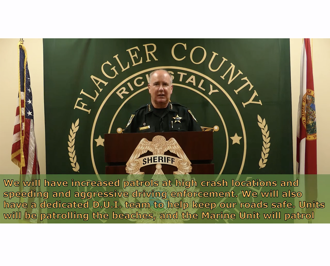 Sheriff Rick Staly addresses the community in a video message about safe driving on Labor Day weekend. Image from screenshot of FCSO video