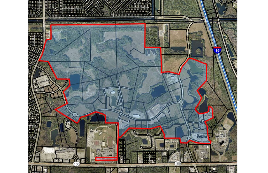 The boundaries of the city's proposed arts district. Image courtesy of the city of Palm Coast