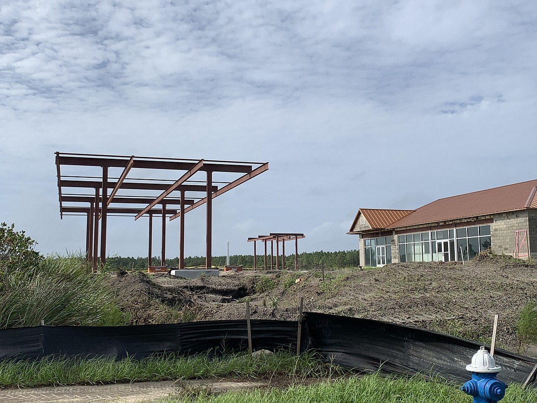 A gas station is under construction just west of the roundabout at U.S. 1 and Matanzas Woods Parkway, the first gas station in the northwest area of Palm Coast. Photo by Brian McMillan