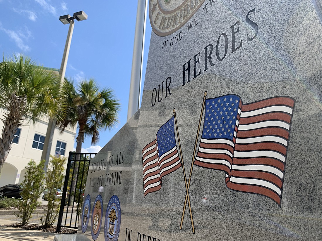 The military service monument at the  Flagler County Government Services Building. File photo by Brian McMillan