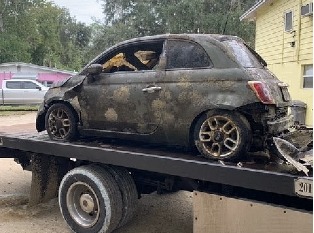 The Fiat after three years in a Putnam County canal. Photo courtesy of the Flagler County Sheriff's Office