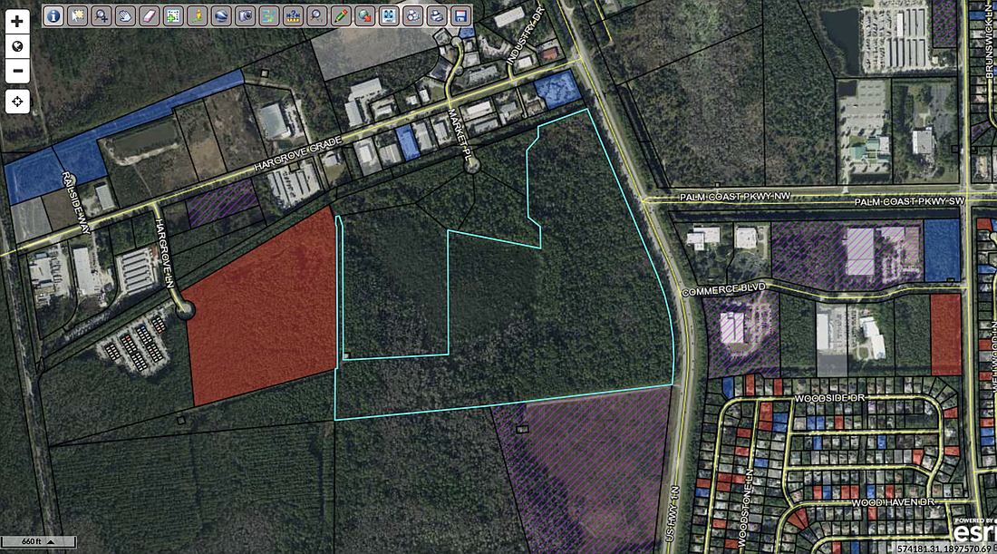 The site is just west of U.S. 1 at its intersection with Palm Coast Parkway. Image from the Flagler County Property Appraiser's Office website