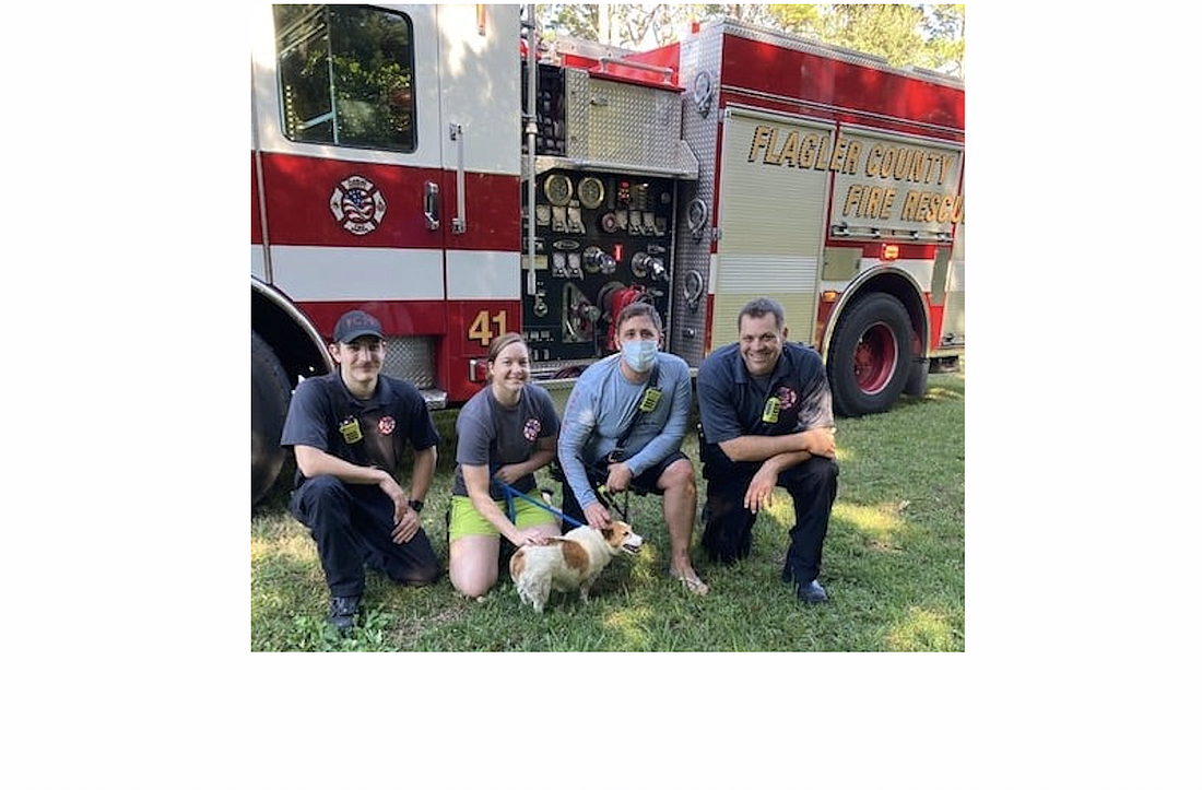 The crew with Mattie after the rescue. Image courtesy of the Flagler County government