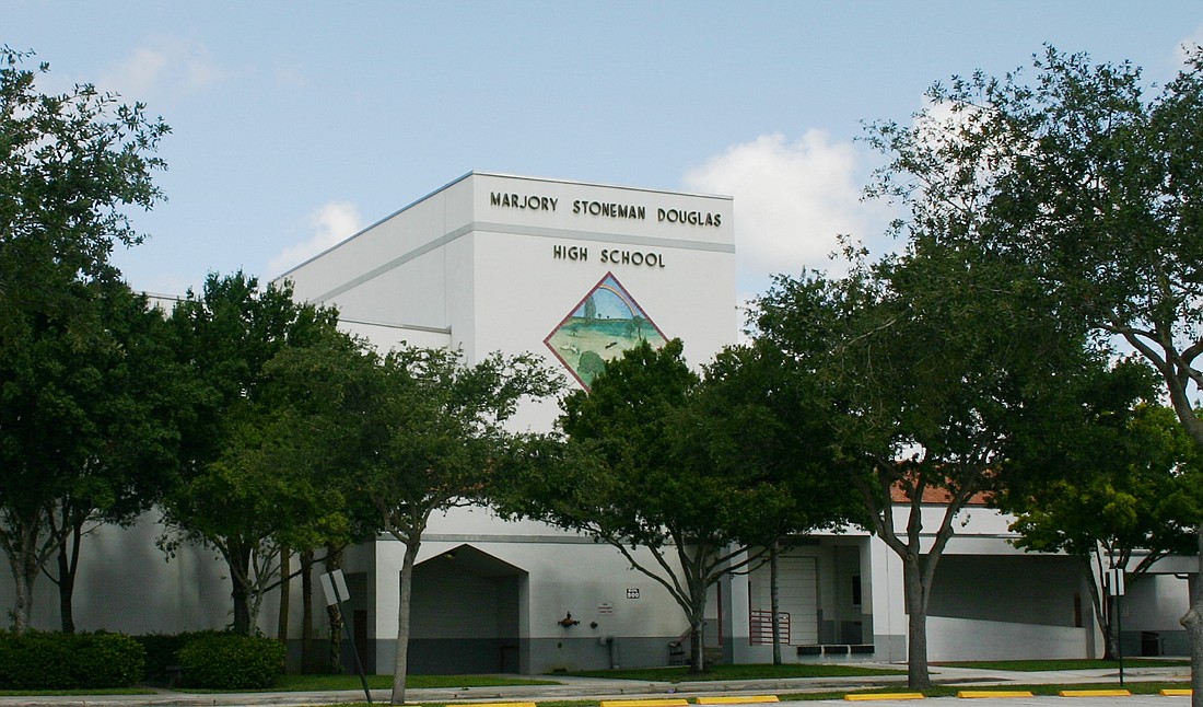 The front side of Marjory Stoneman Douglas High School, site of the 2018 shooting, located in Parkland, Florida. Photo from Wikimedia Commons.