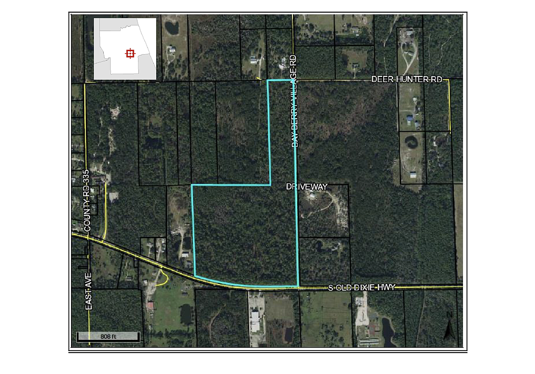 The 48.83-acre parcel abuts a handful of residential properties. Image from county planning board meeting backup documentation