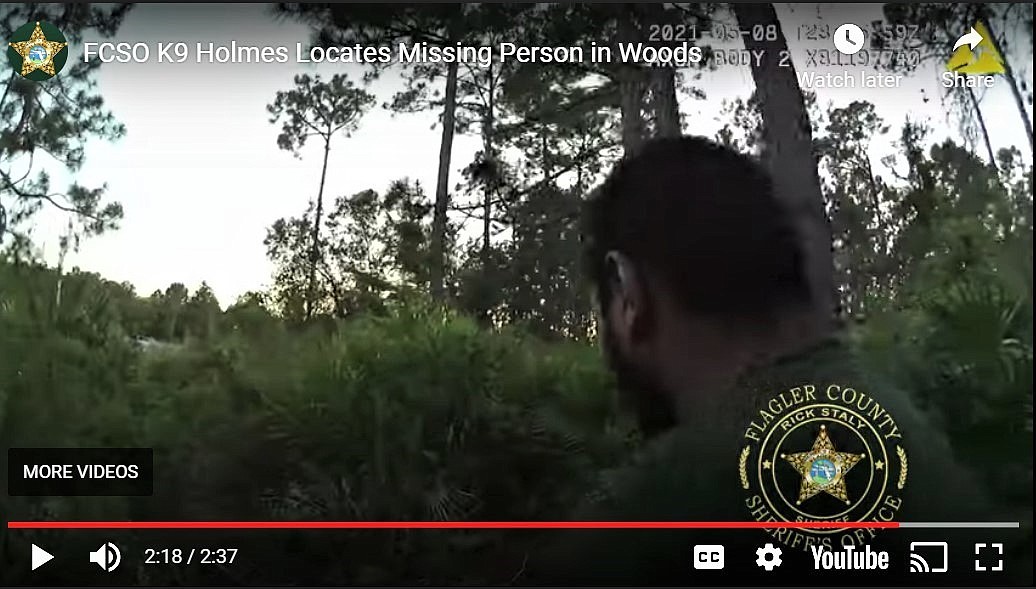 Screenshot of FCSO video - locating missing person on May 8