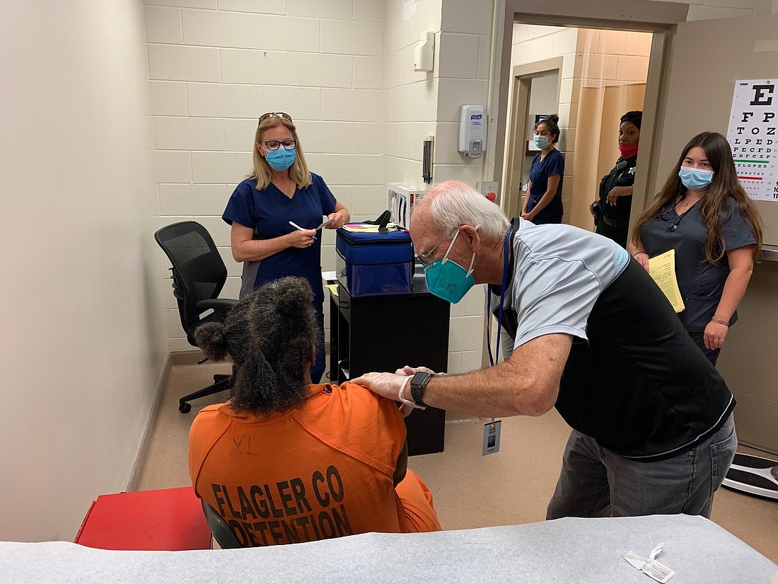 Flagler County inmate receiving second dose of Moderna Covid-19 Vaccine. Courtesy photo
