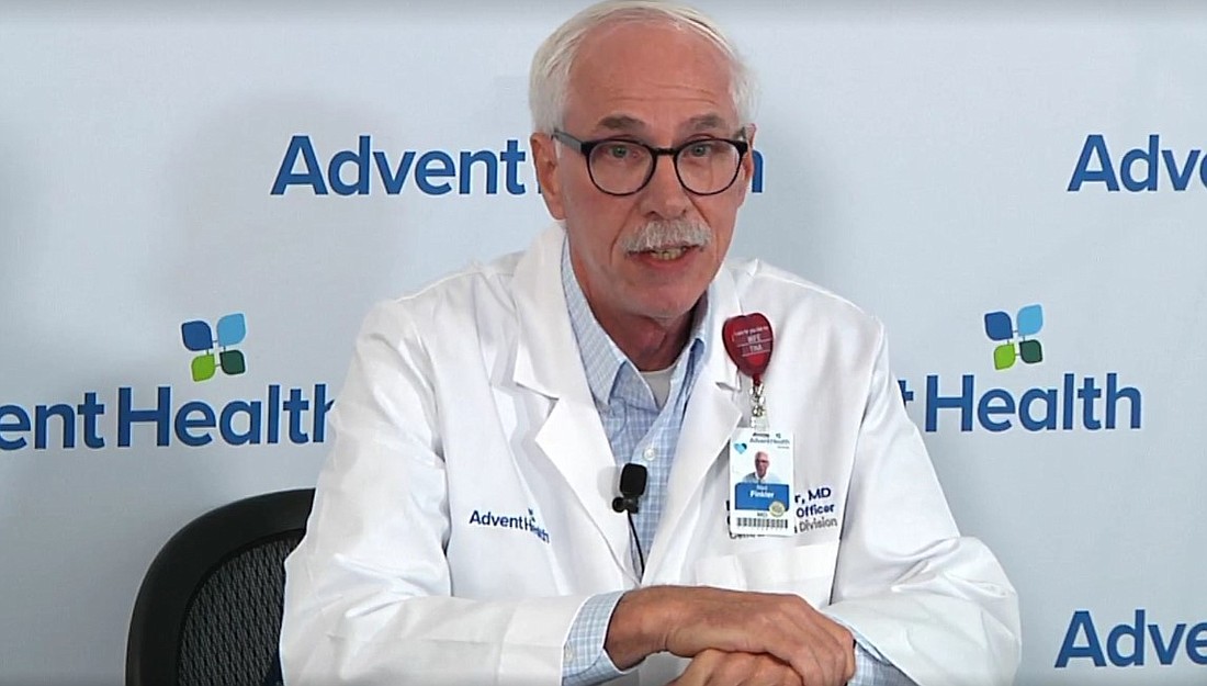 Screenshot from the AdventHealth July 22 Morning Briefing: Dr. Neil Finkler,Â chief clinical officer for AdventHealth's Central Florida Division