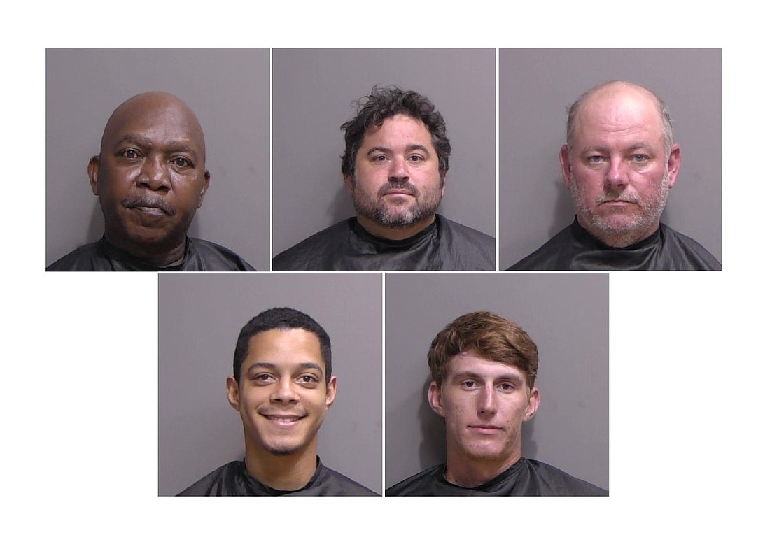From top left: : Raythel Goldsmith, Andrew Trotter, Johnnie Nelson, Rodney Fudge, James Harding booking photos