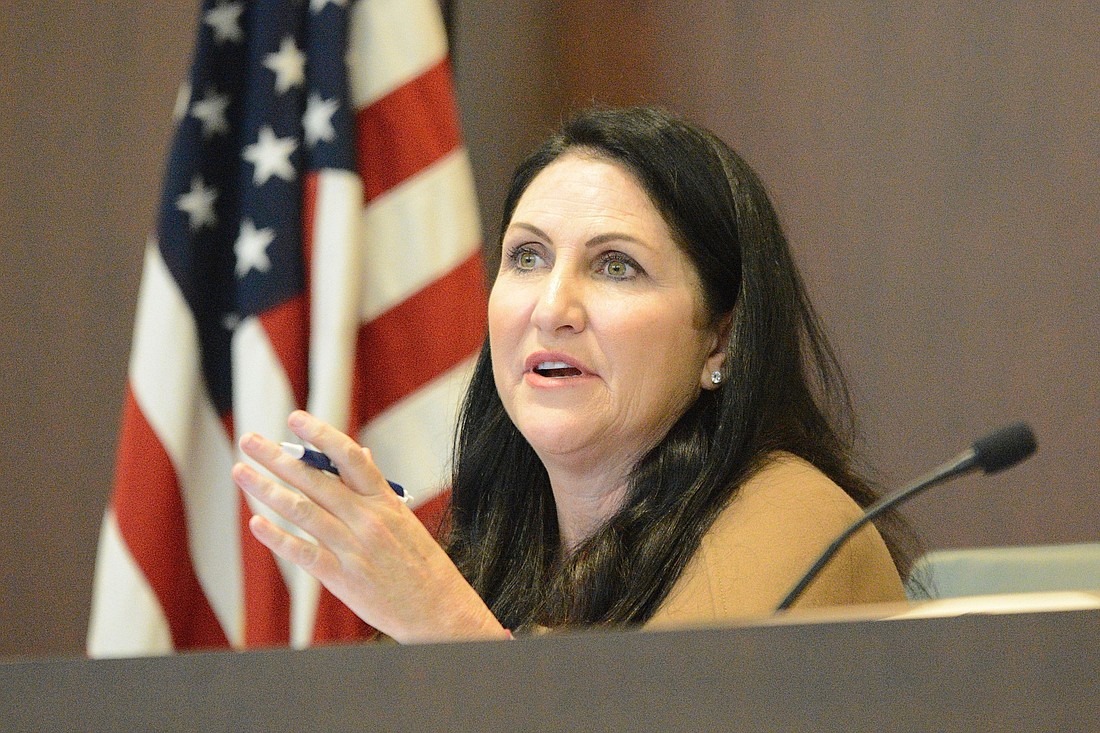Milissa Holland at the dais during her time as Palm Coast's mayor. File photo