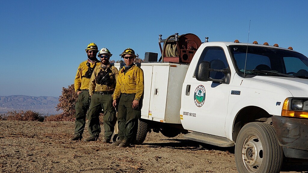 Michael Orlando, center, and crew fighting fires in California in Sep. 2020. Courtesy photo
