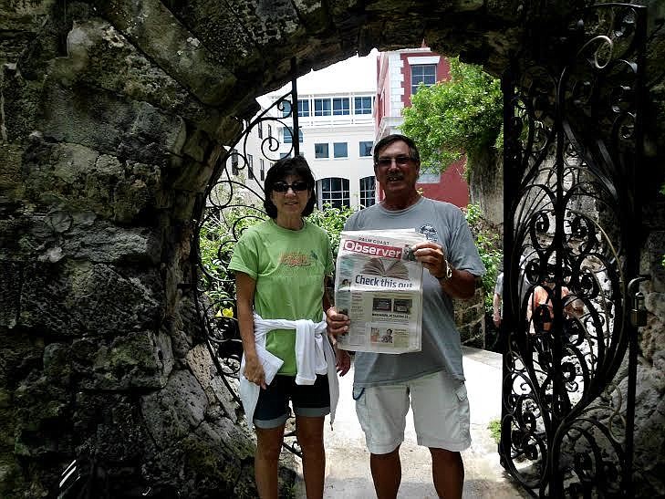 Diane and Jack Wasney remembered to take their Palm Coast Observer with them on their cruise. Where are you traveling this year? Courtesy photo