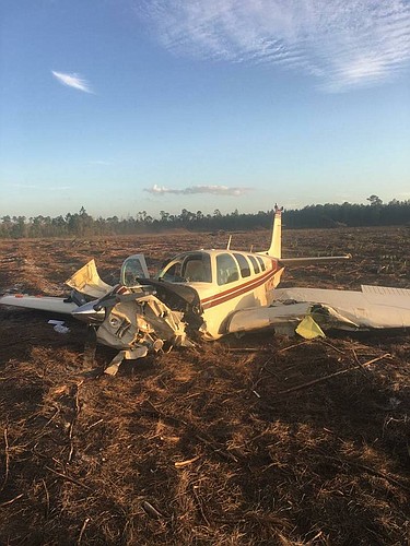 The plane crashed into a field near Hunter's Ridge. (Photo courtesy of the Flagler County Sheriff's Office)